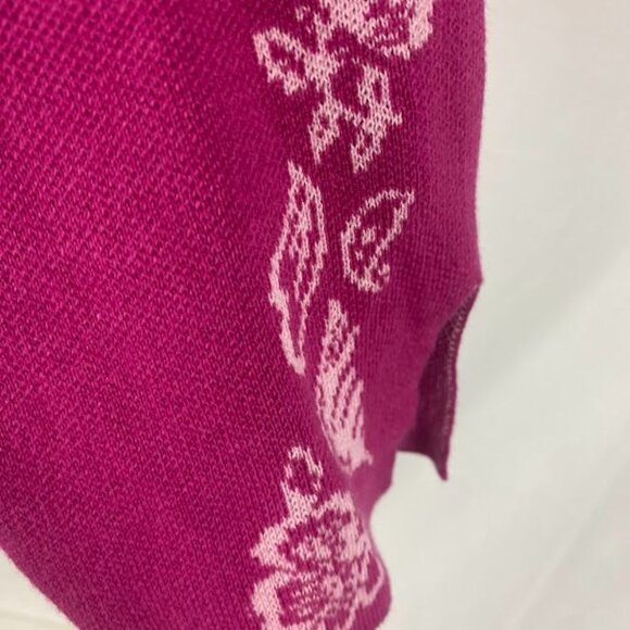 Susan Graver Pink Split Neck Jacquard Sweater Women's XL - Picture 11 of 12